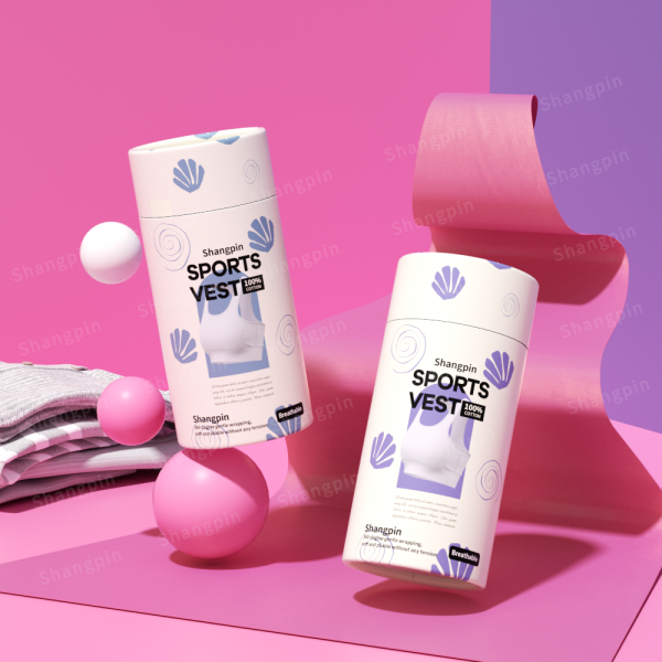 批发服装T恤内衣圆形包装纸罐白卡纸UV印刷礼品包装筒