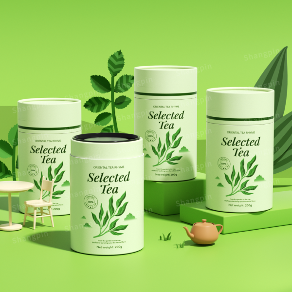 牛皮纸防潮茶叶绿茶纸罐包装铁盖密封圆形礼品包装盒