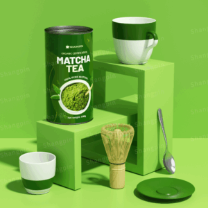 马口铁盖抹茶粉茶叶防潮纸罐圆形牛皮纸PE复合纸筒包装