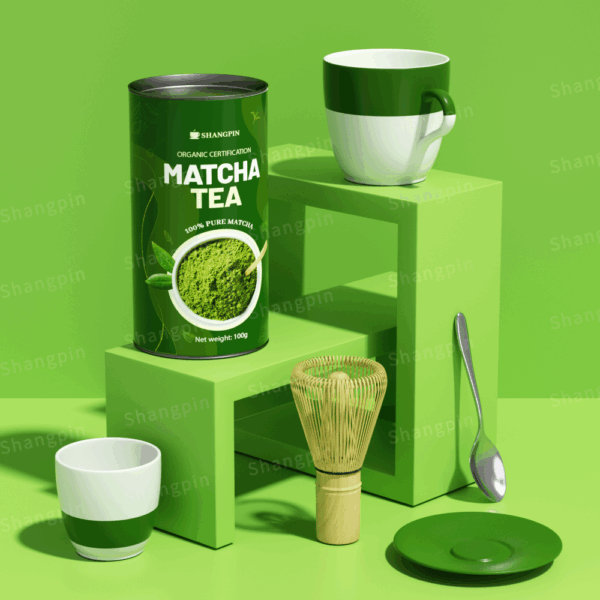 马口铁盖抹茶粉茶叶防潮纸罐圆形牛皮纸PE复合纸筒包装