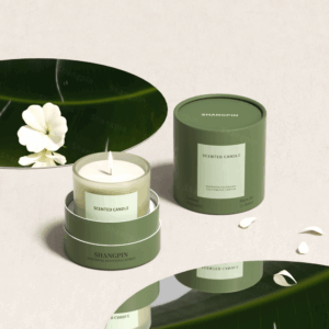 高端卷边香氛蜡烛纸罐定制标签固体香薰圆形纸筒管