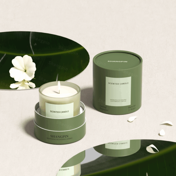 高端卷边香氛蜡烛纸罐定制标签固体香薰圆形纸筒管