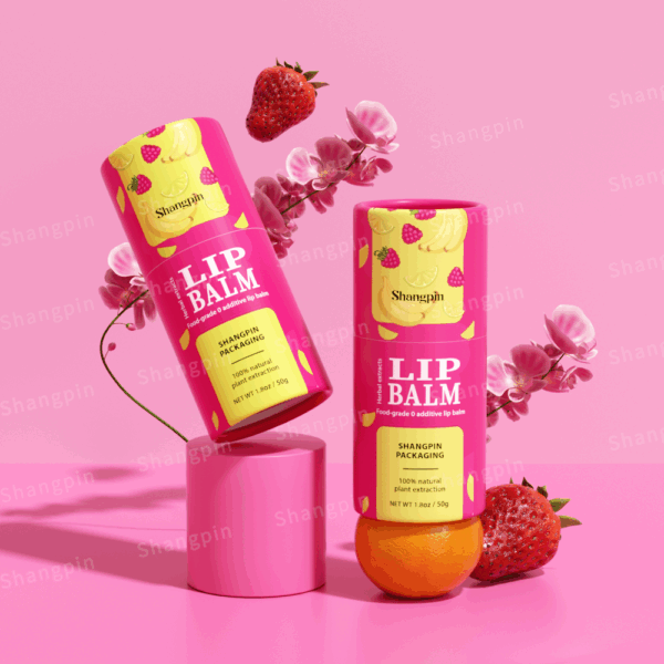 推筒润唇膏覆膜防渗漏纸罐包装迷你卷边推动式牛皮纸圆筒