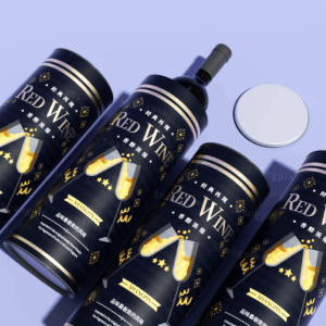 商务雅藏铁盖红酒纸罐包装高档烫金圆形牛皮纸香槟白酒圆筒