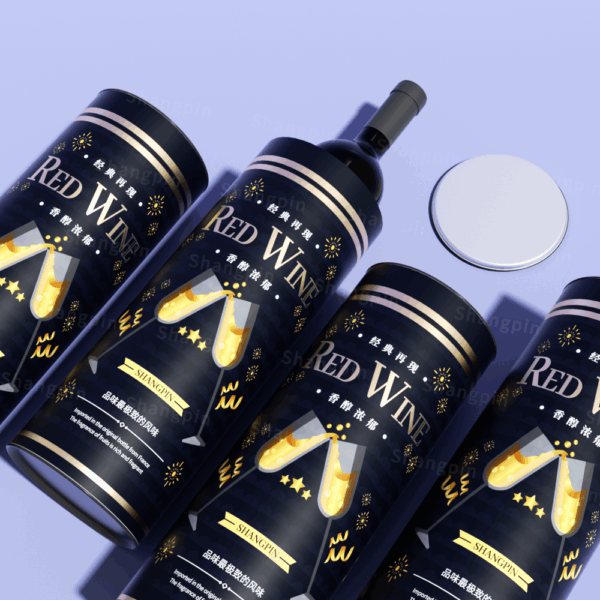 商务雅藏铁盖红酒纸罐包装高档烫金圆形牛皮纸香槟白酒圆筒