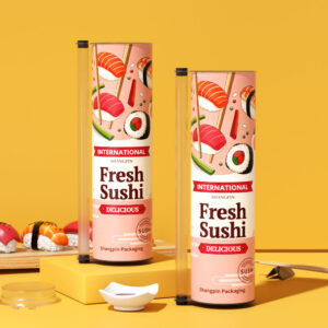定制食品级推动式寿司纸筒圆形包装盒纸罐
