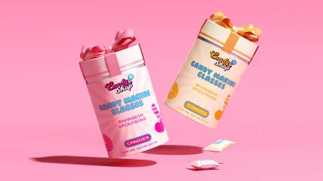 两个礼品纸罐带丝带